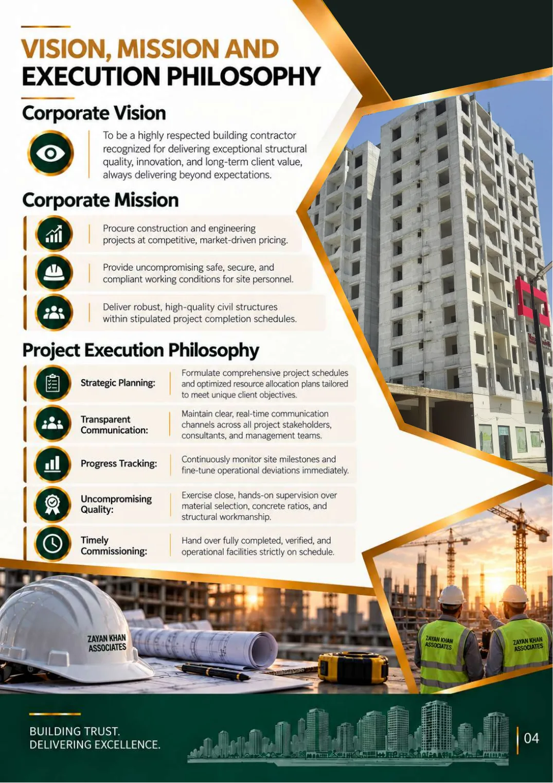 Company profile, page 6: Vision, Mission & Execution Philosophy