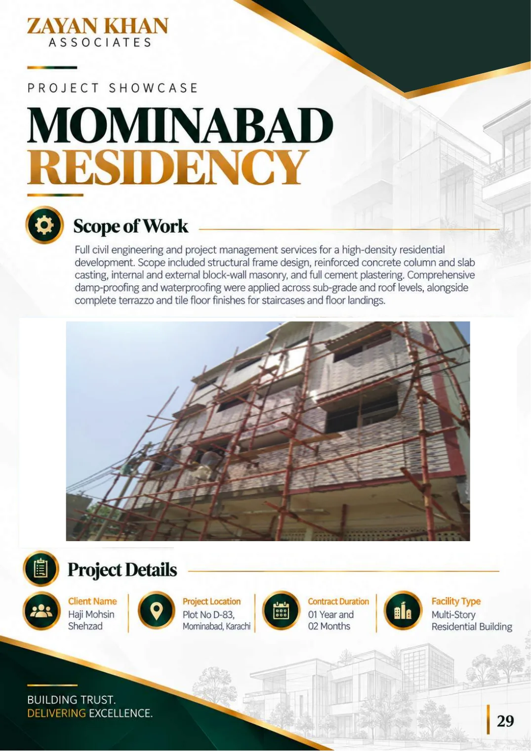 Company profile, page 30: Mominabad Residency — High-density residential development